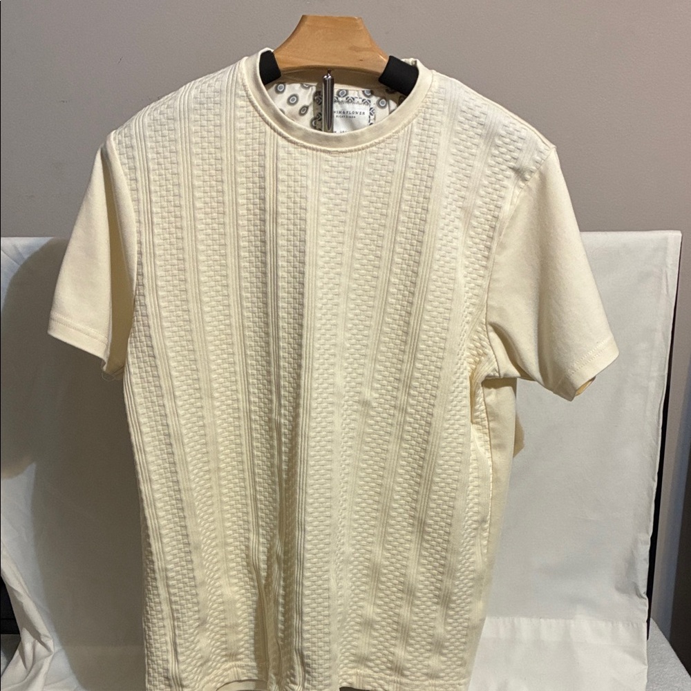 Denim & Flower Ivory Textured Short Sleeve Tee